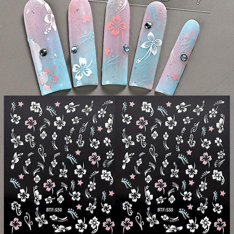 3D Hawaiian Flowers Nail Art Stickers Summer Decoration