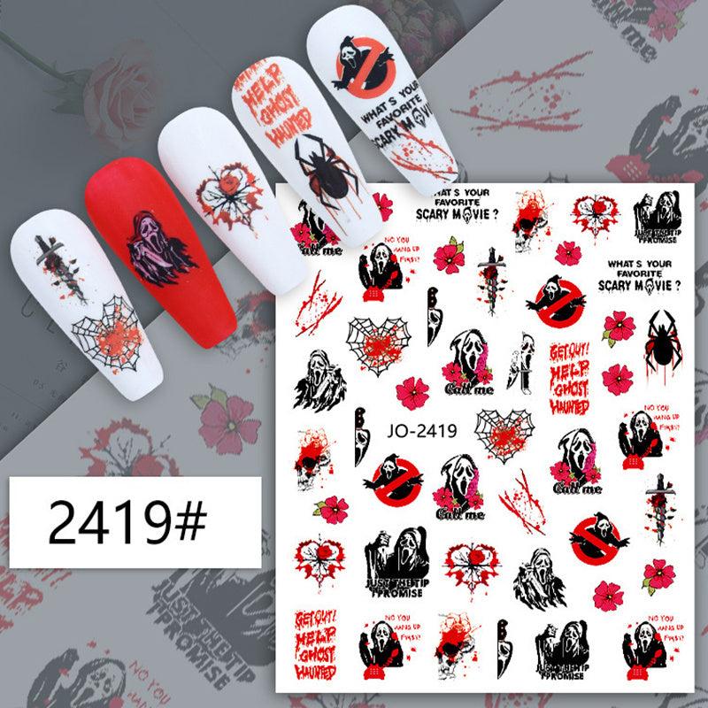 Halloween Nail Art Stickers Ghost Pumpkin Cat Self Adhesive Nail Decals
