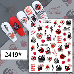 Halloween Nail Art Stickers Ghost Pumpkin Cat Self Adhesive Nail Decals