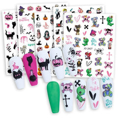 Halloween Nail Art Stickers Ghost Pumpkin Cat Self Adhesive Nail Decals