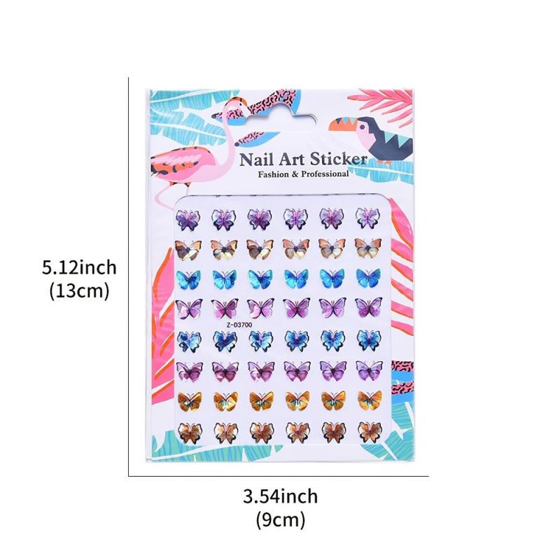 Y2K Butterfly Nail Art Stickers 3D Self Adhesive Butterflies Nail Decals