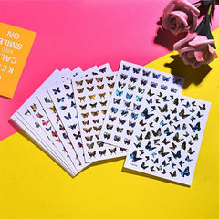 Y2K Butterfly Nail Art Stickers 3D Self Adhesive Butterflies Nail Decals