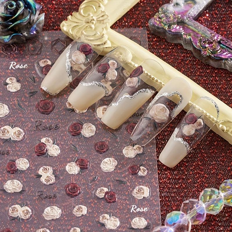 5D Rose Nail Art Sticker Self Adhesive Decoration