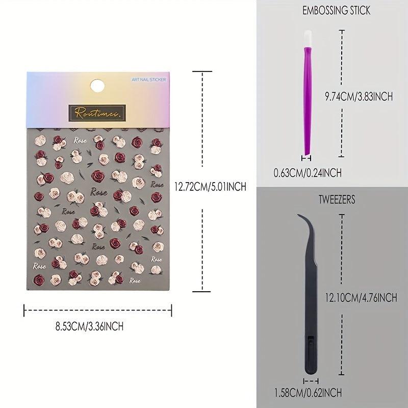 5D Rose Nail Art Sticker Self Adhesive Decoration
