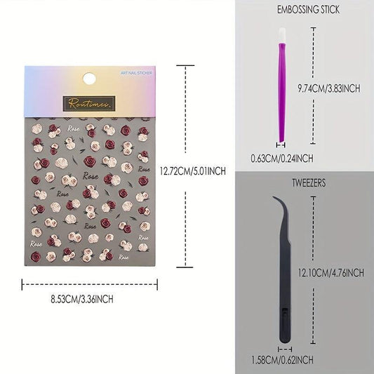 5D Rose Nail Art Sticker Self Adhesive Decoration