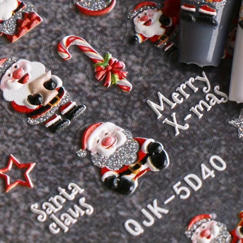 2pcs Christmas Nail Stickers Snowflake Santa Claus Elk Bell Nail Decals