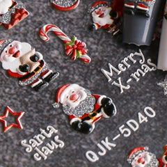 2pcs Christmas Nail Stickers Snowflake Santa Claus Elk Bell Nail Decals
