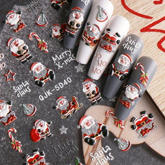 2pcs Christmas Nail Stickers Snowflake Santa Claus Elk Bell Nail Decals