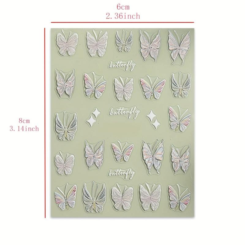 2pcs 5D Embossed Butterfly Flower Nail Polish Stickers