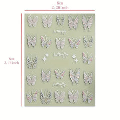 2pcs 5D Embossed Butterfly Flower Nail Polish Stickers