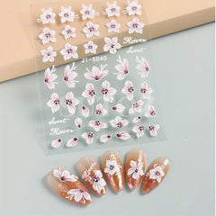 2pcs 5D Embossed Butterfly Flower Nail Polish Stickers