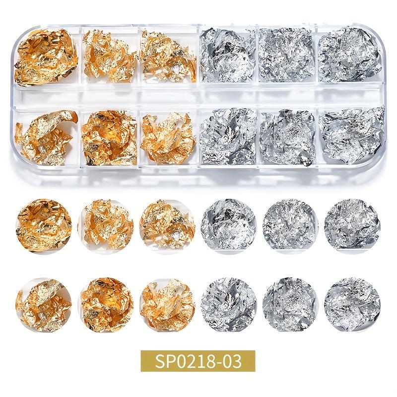 12 Grids Nail Foil Holographic Glitter Aluminum Flakes Nail Art Decoration