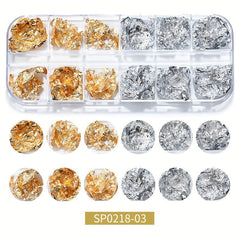 12 Grids Nail Foil Holographic Glitter Aluminum Flakes Nail Art Decoration