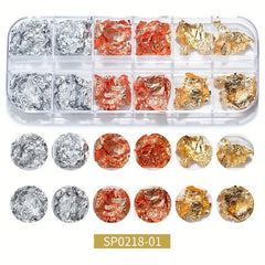 12 Grids Nail Foil Holographic Glitter Aluminum Flakes Nail Art Decoration