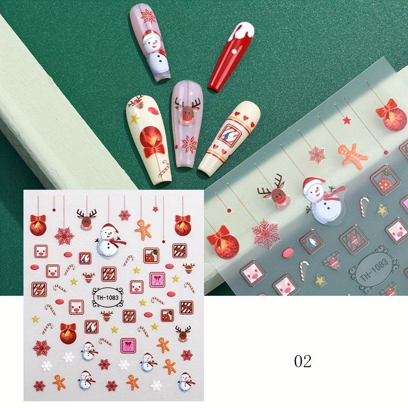Christmas Nail Art Stickers Santa Claus Snowflake Elk Snowman