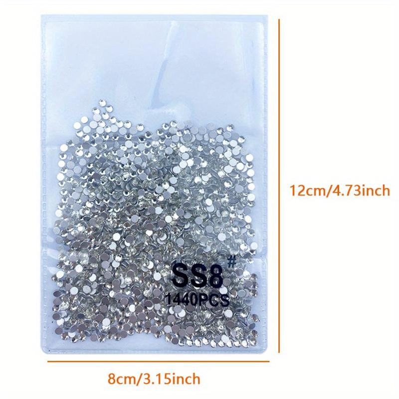 1440pcs Mixed Size Glass Rhinestones Nail Art Clear Crystal Decorations DIY