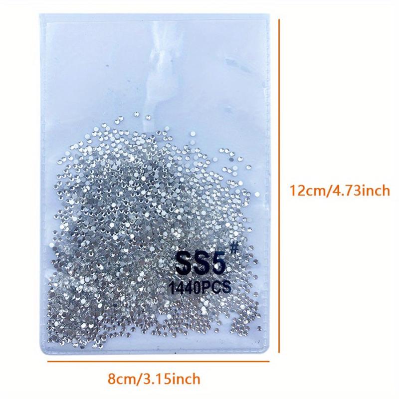 1440pcs Mixed Size Glass Rhinestones Nail Art Clear Crystal Decorations DIY