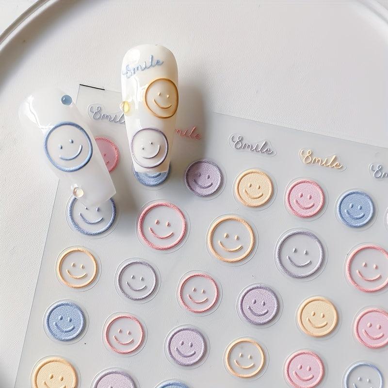 3D Smiling Face Nail Art Stickers Self Adhesive Decals DIY Nail Salons Supplies