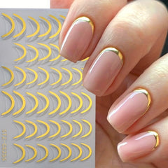 4pcs French Tip Nail Art Stickers Self Adhesive for DIY or Nail Salons
