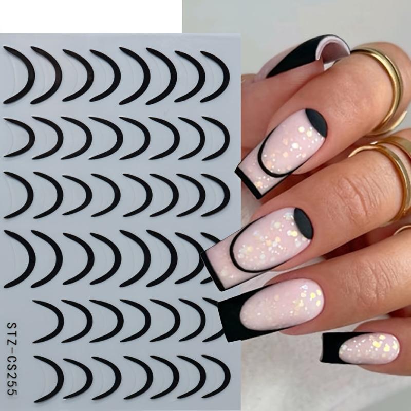 4pcs French Tip Nail Art Stickers Self Adhesive for DIY or Nail Salons