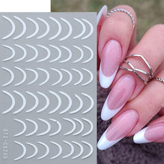 4pcs French Tip Nail Art Stickers Self Adhesive for DIY or Nail Salons