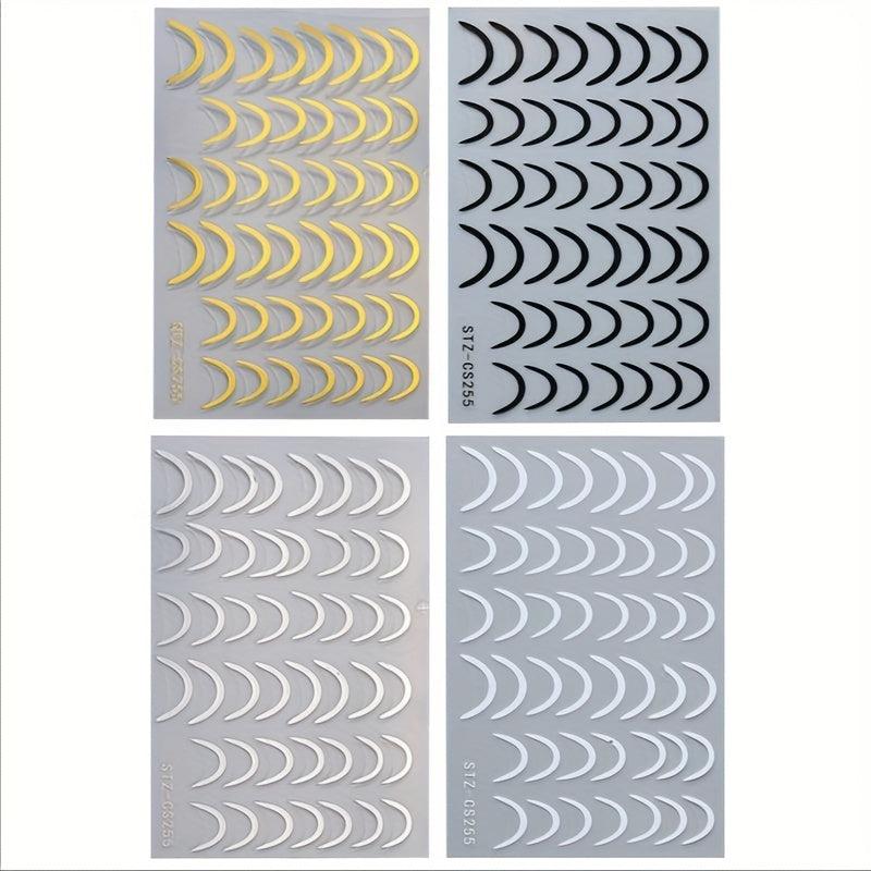 4pcs French Tip Nail Art Stickers Self Adhesive for DIY or Nail Salons