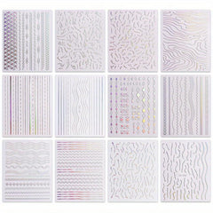 12 Sheets Aurora Nail Art Stickers Decals Self Adhesive