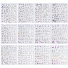 12 Sheets Aurora Nail Art Stickers Decals Self Adhesive