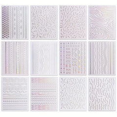 12 Sheets Aurora Nail Art Stickers Decals Self Adhesive