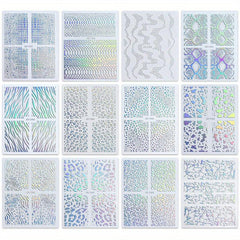 12 Sheets Aurora Nail Art Stickers Decals Self Adhesive