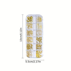 Golden Rivet Nail Art Stud Kit - 12 Grids