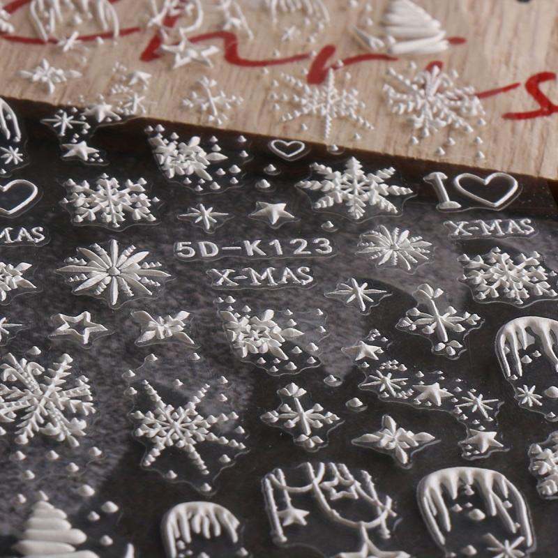 5D Embossed Snowflake Nail Art Stickers Self Adhesive Nail Art Supplies