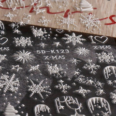 5D Embossed Snowflake Nail Art Stickers Self Adhesive Nail Art Supplies