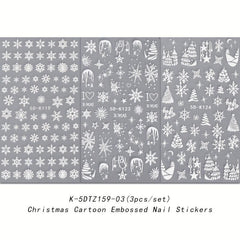 5D Embossed Snowflake Nail Art Stickers Self Adhesive Nail Art Supplies