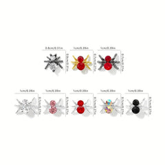 10pcs Halloween Spider Nail Charms With Rhinestones 3D Nail Gem Accessories
