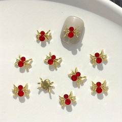 10pcs Halloween Spider Nail Charms With Rhinestones 3D Nail Gem Accessories