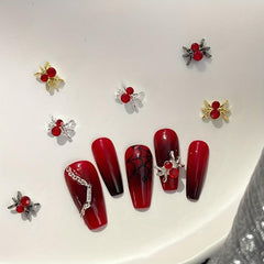 10pcs Halloween Spider Nail Charms With Rhinestones 3D Nail Gem Accessories