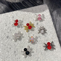 10pcs Halloween Spider Nail Charms With Rhinestones 3D Nail Gem Accessories
