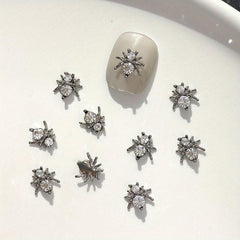 10pcs Halloween Spider Nail Charms With Rhinestones 3D Nail Gem Accessories