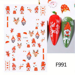 3D Christmas Nail Stickers Santa Elk Snowflake Decals DIY Nail Art Supplies