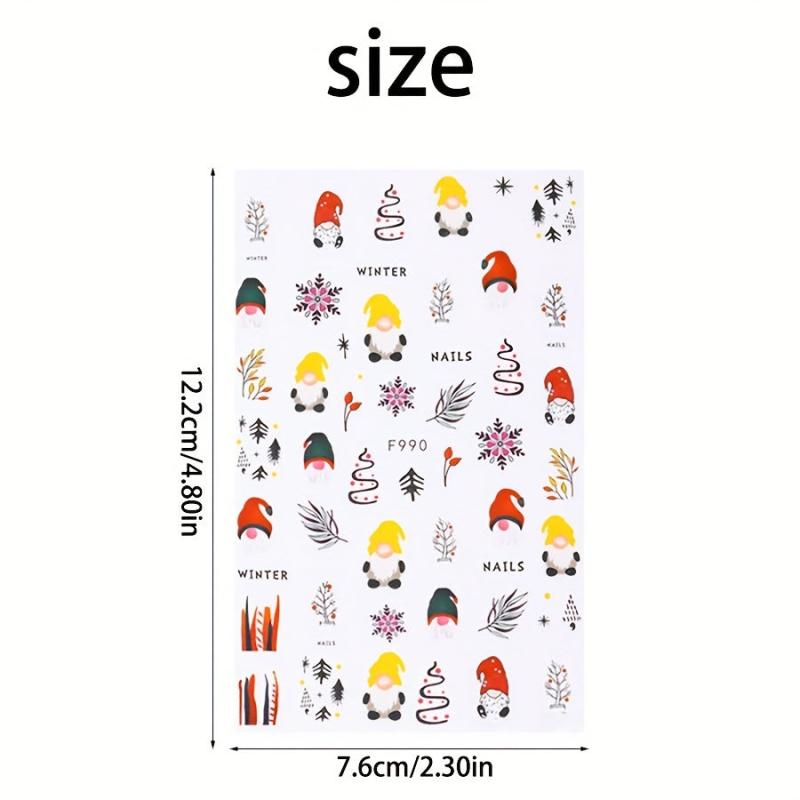 3D Christmas Nail Stickers Santa Elk Snowflake Decals DIY Nail Art Supplies