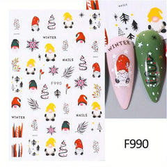 3D Christmas Nail Stickers Santa Elk Snowflake Decals DIY Nail Art Supplies