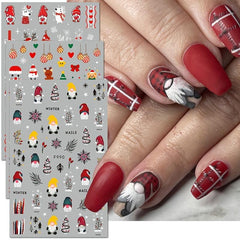 3D Christmas Nail Stickers Santa Elk Snowflake Decals DIY Nail Art Supplies