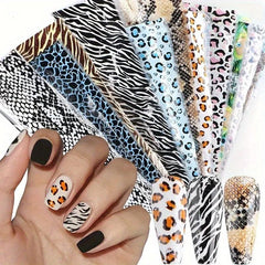 Leopard Print Nail Foil Transfer Stickers Adhesive Nail Decals