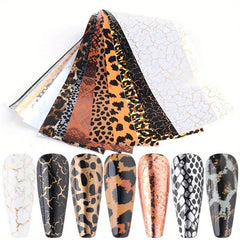 Leopard Print Nail Foil Transfer Stickers Adhesive Nail Decals