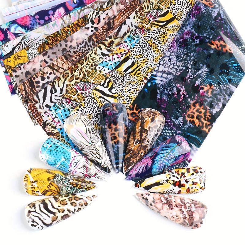 Leopard Print Nail Foil Transfer Stickers Adhesive Nail Decals