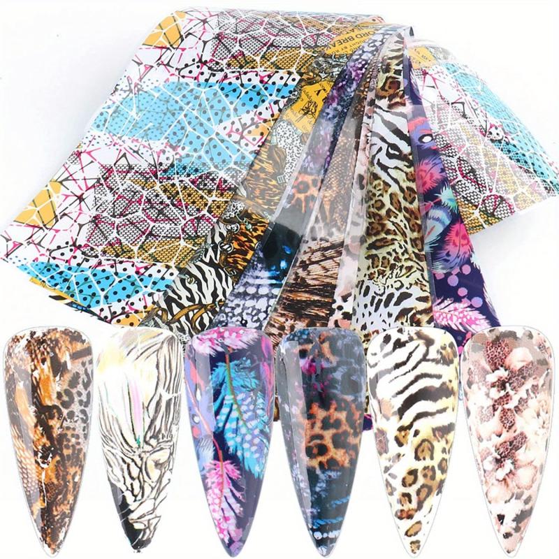 Leopard Print Nail Foil Transfer Stickers Adhesive Nail Decals