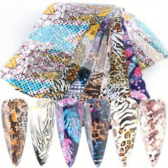 Leopard Print Nail Foil Transfer Stickers Adhesive Nail Decals
