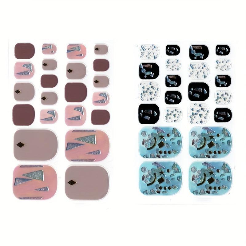 Glitter Sequins Toenail Art Polish Stickers Self Adhesive Pedicure Decals