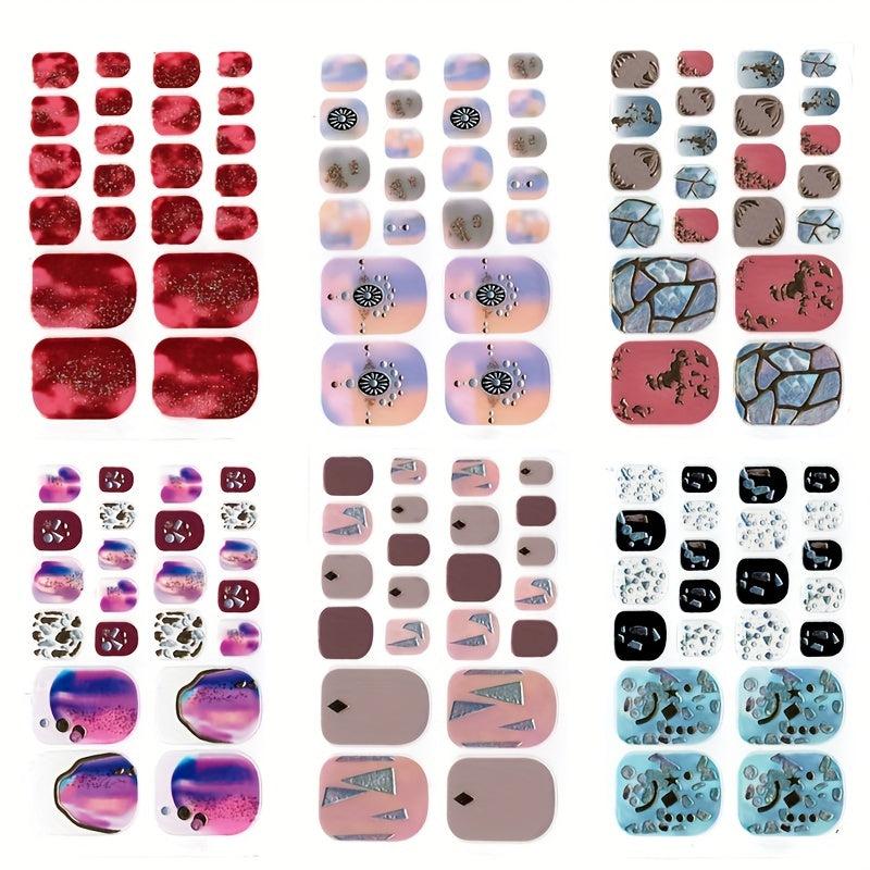 Glitter Sequins Toenail Art Polish Stickers Self Adhesive Pedicure Decals
